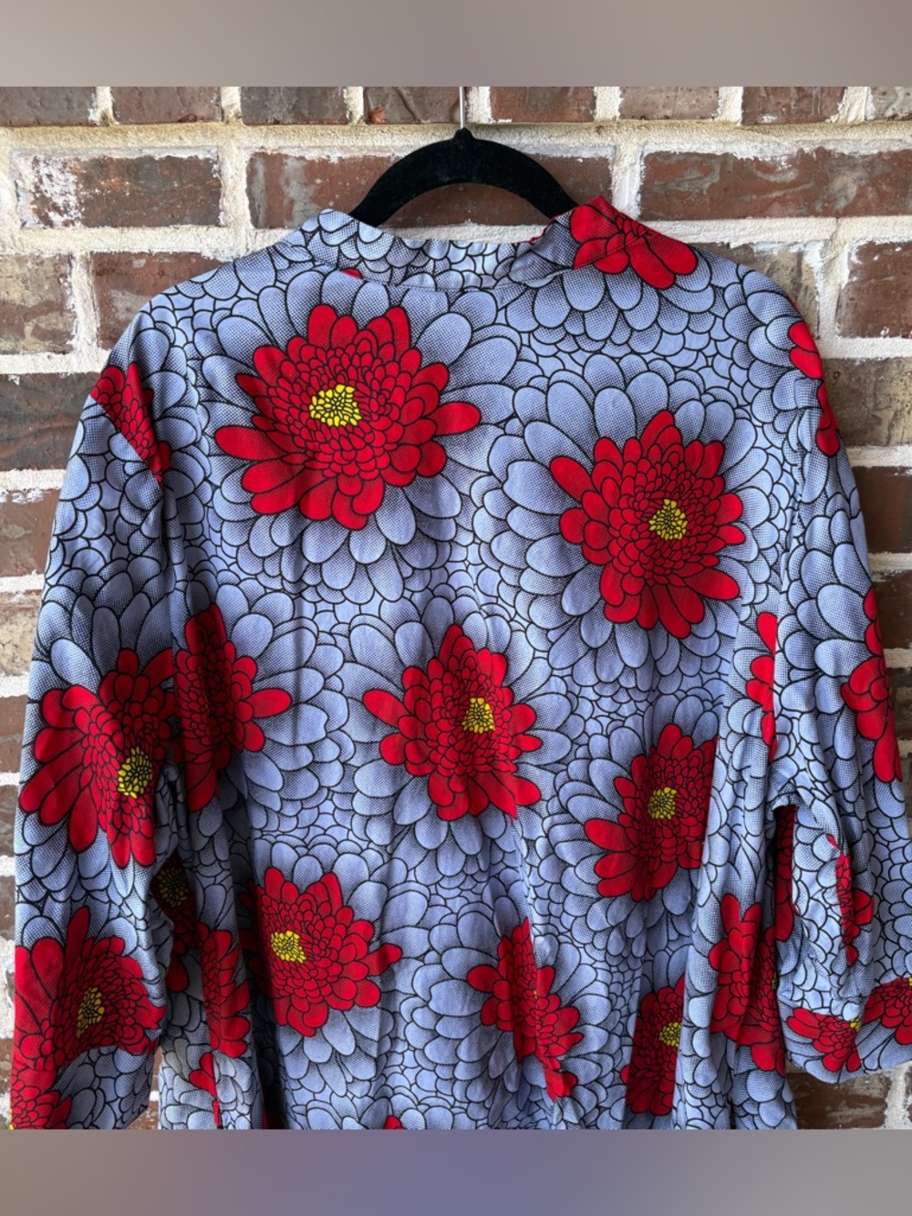 Zuri Kenya Gray-Blue Red Floral Shirt Dress Size 2X - Picture 8 of 11